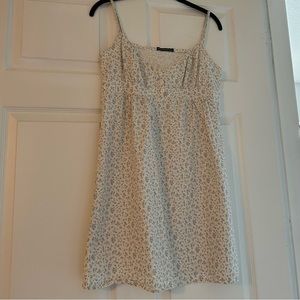 Brandy Melville Blue & White Mini fit flare dress with tie back